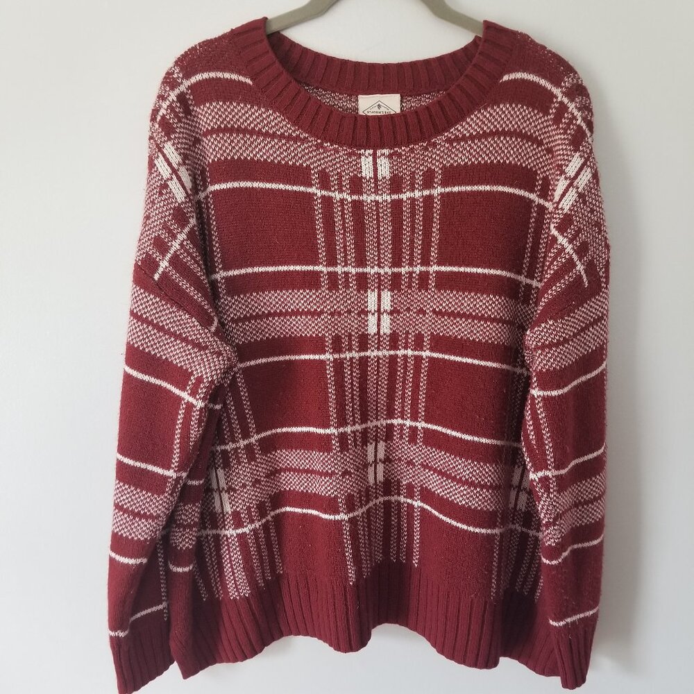 St. John's Bay plaid crew neck sweater L